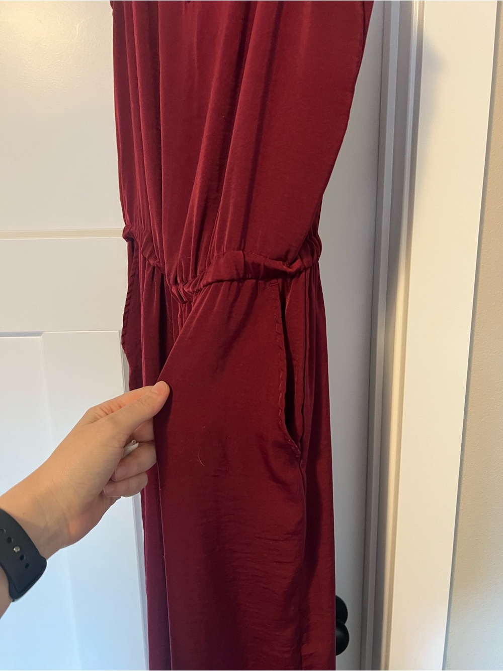 Old Navy Burgundy Sleeveless V-Neck Jumpsuit - Picture 3 of 6